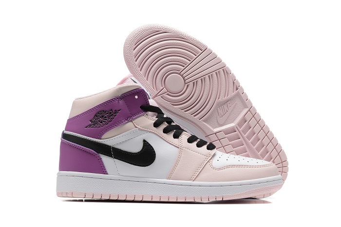 Men's Running Weapon Air Jordan 1 Pink/White/Purple Shoes 0414